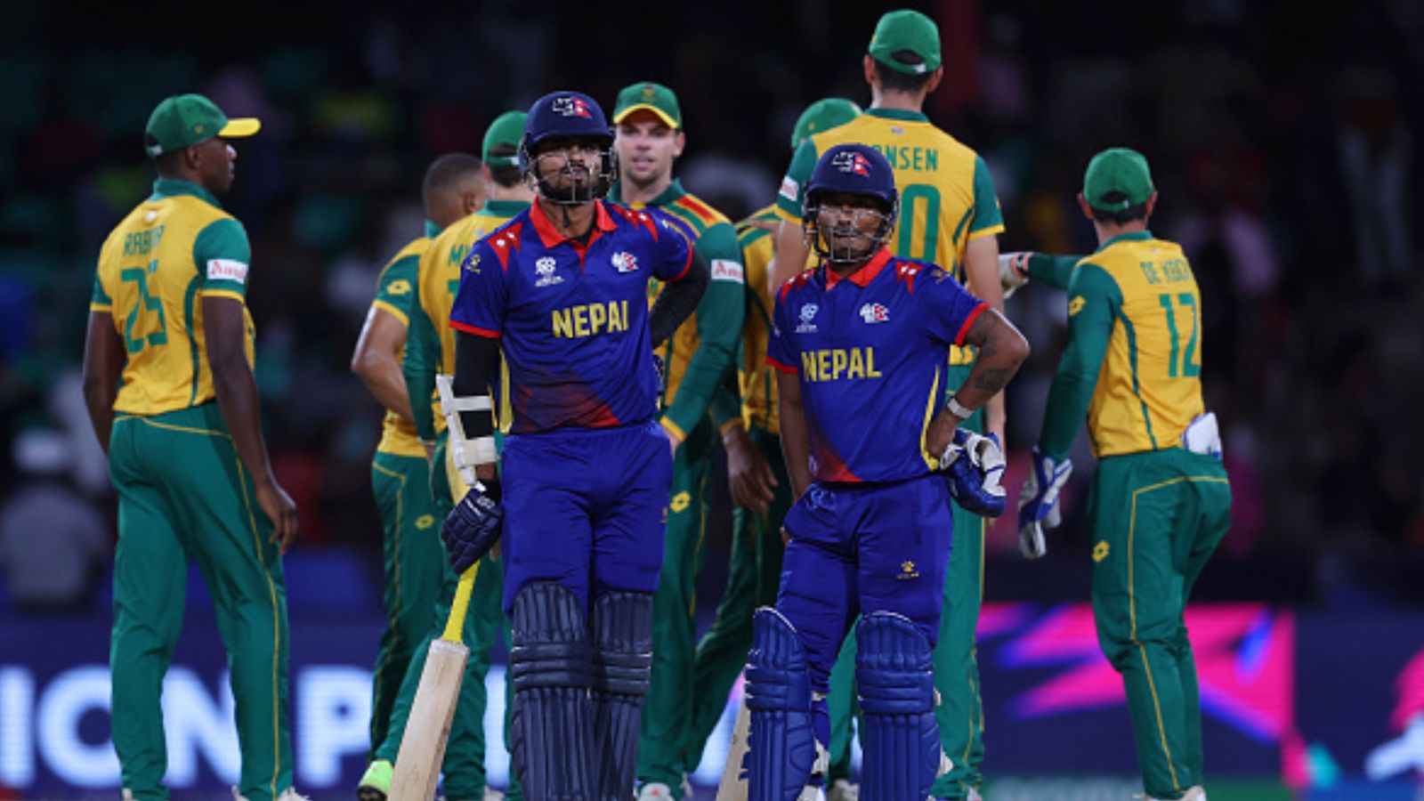 Dale Steyn ditches South Africa, reveals he wanted Nepal to win over Proteas in 'Match of the in T20 World Cup 2024' Nepal's Sompal Kami and Gulshan Jha look on during their T20 World Cup clash against South Africa on June 15. (Getty)
