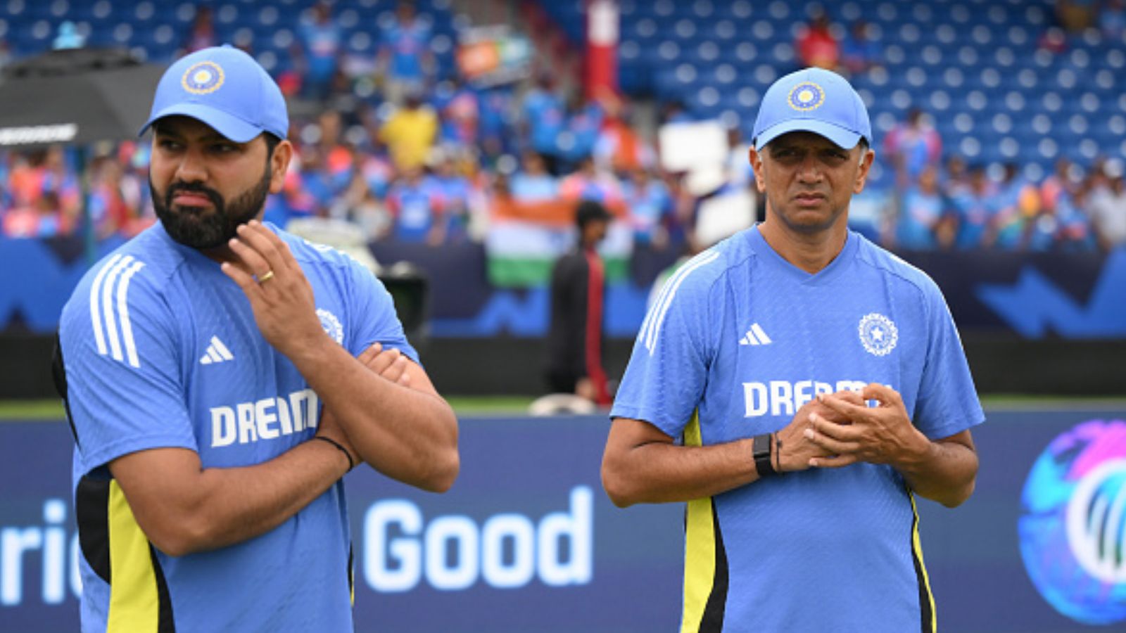 'We used to call Pakistan the old enemy but...': Sunil Gavaskar's stern warning to Rohit Sharma's India ahead of Super 8 battle India skipper Rohit Sharma (left) and head coach Rahul Dravid in this frame. (Getty)