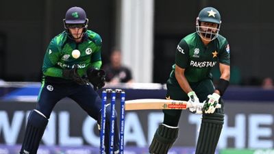 PAK vs IRE: Pakistan survive Ireland scare after Babar Azam's sedate knock to sign off T20 World Cup with a 3-wicket consolation win Pakistan's captain Babar Azam misses a shot during T20 World Cup 2024 group A match against Ireland at Central Broward Park & Broward County Stadium in Lauderhill on June 16. (Getty)