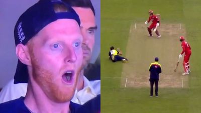 'Joke that': Ben Stokes in disbelief after watching Paul Coughlin's ridiculous caught & bowled during T20 Blast Ben Stokes reacts to Paul Coughlin's catch (Twitter)