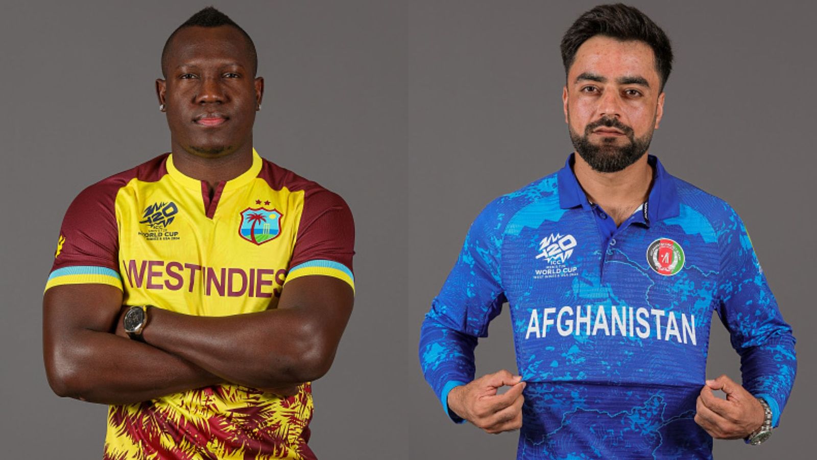 WI vs AFG, T20 World Cup 2024 Live Streaming: When and where to watch West Indies vs Afghanistan clash online? Rovman Powell and Rashid Khan in frame (Getty)