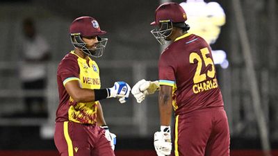 Nicholas Pooran, Johnson Charles help West Indies break 10-year-old T20 World Cup record for highest powerplay score Nicholas Pooran and Johnson Charles during their partnership against Afghanistan (Getty Images)