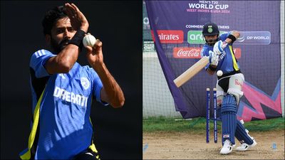 Virat Kohli struggles to counter left-arm pacer in nets, gets frustrated after missing the shot ahead of Super 8 match vs Afghanistan Khaleel Ahmed and Virat Kohli during net session (Getty Images)
