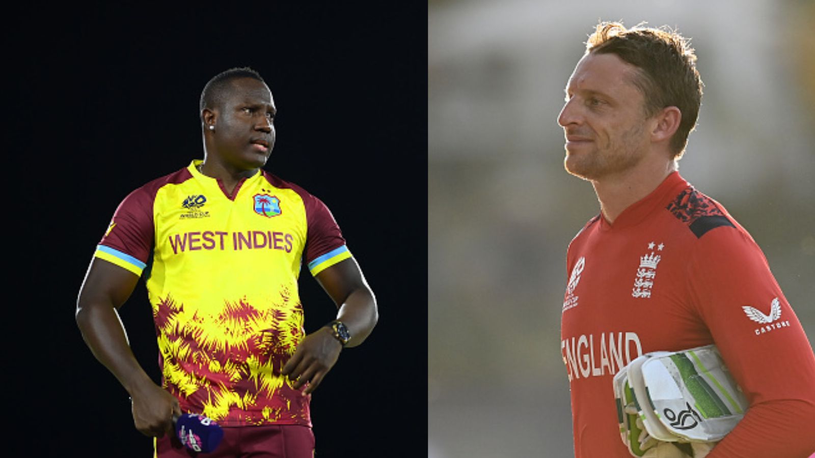 England vs West Indies T20 World Cup 2024 live streaming: How to watch ENG vs WI clash in US, Canada and India? West Indies captain Rovman Powell (left) and England skipper Jos Buttler in this frame. (Getty)
