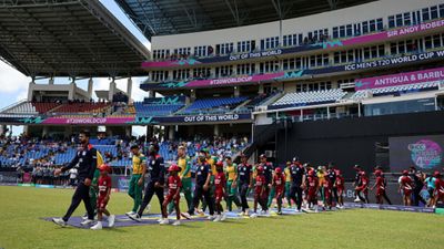 'India pay the bills and...': ICC, BCCI targeted for Super 8 seeding of T20 World Cup 2024 The two teams walk out ahead of the T20 World Cup 2024 Super Eight match between USA and South Africa at Sir Vivian Richards Stadium on June 19. (Getty)