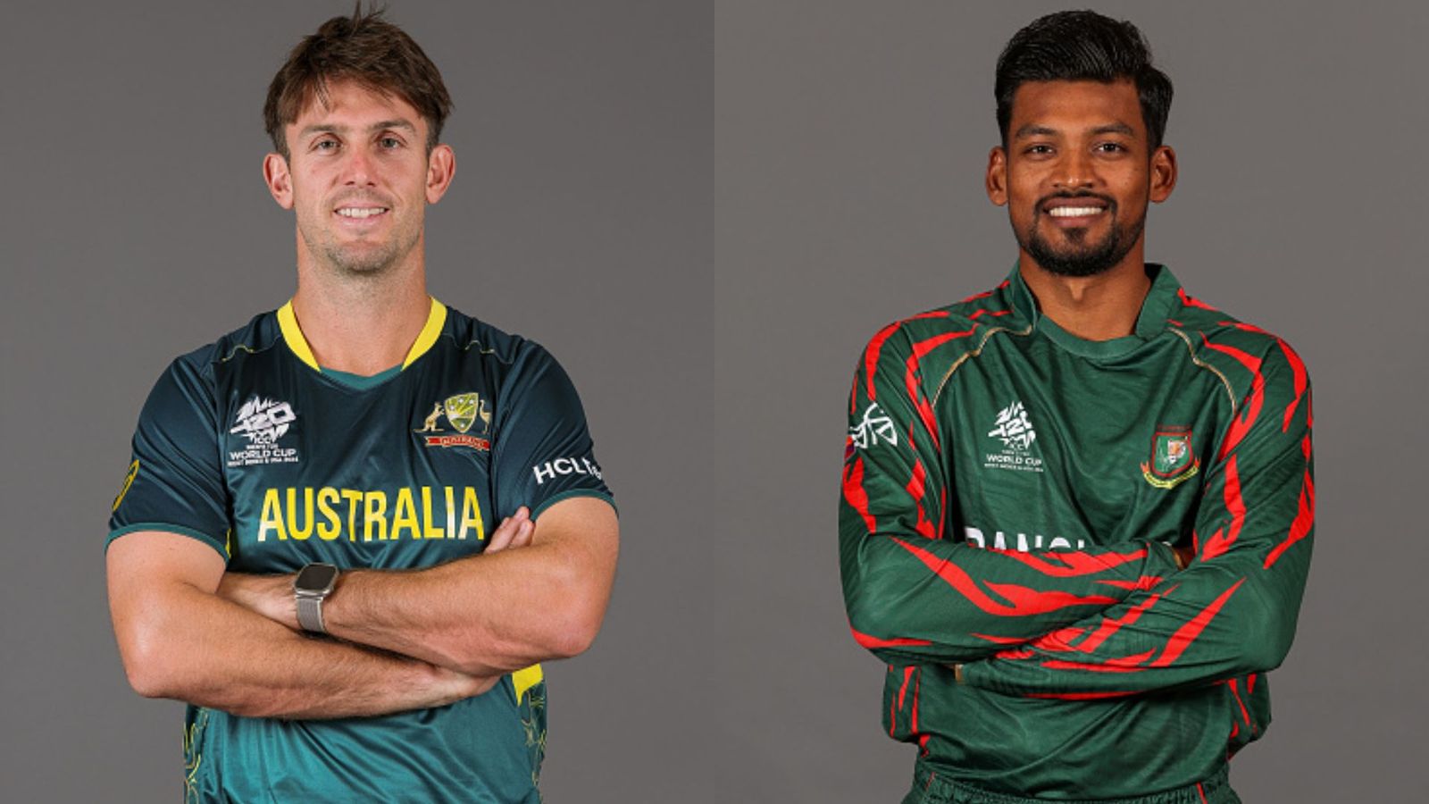 AUS vs BAN, T20 World Cup 2024 Live Streaming: When and where to watch Australia vs Bangladesh clash online? Mitchell Marsh and Najmul Hossain Shanto in frame (Getty)