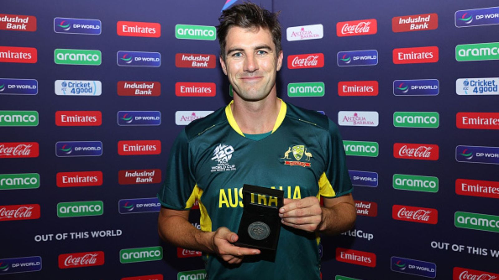 AUS vs BAN: Pat Cummins hat-trick becomes highlight as Australia beat Bangladesh by DLS method after rain stops play in second innings Pat Cummins in frame (Getty)
