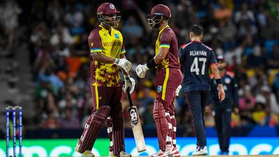Shai Hope's electrifying 82 keeps semifinal hopes alive as West Indies beat USA by 9 wickets with 9.1 overs to spare Shai Hope and Nicholas Pooran during the run chase against USA (Getty Images)