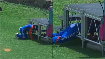 Gully cricket vibes in T20 World Cup! Virat Kohli goes searching for ball outside ground; watch viral video Virat Kohli searching for the ball during clash against Bangladesh (Screengrab: X)