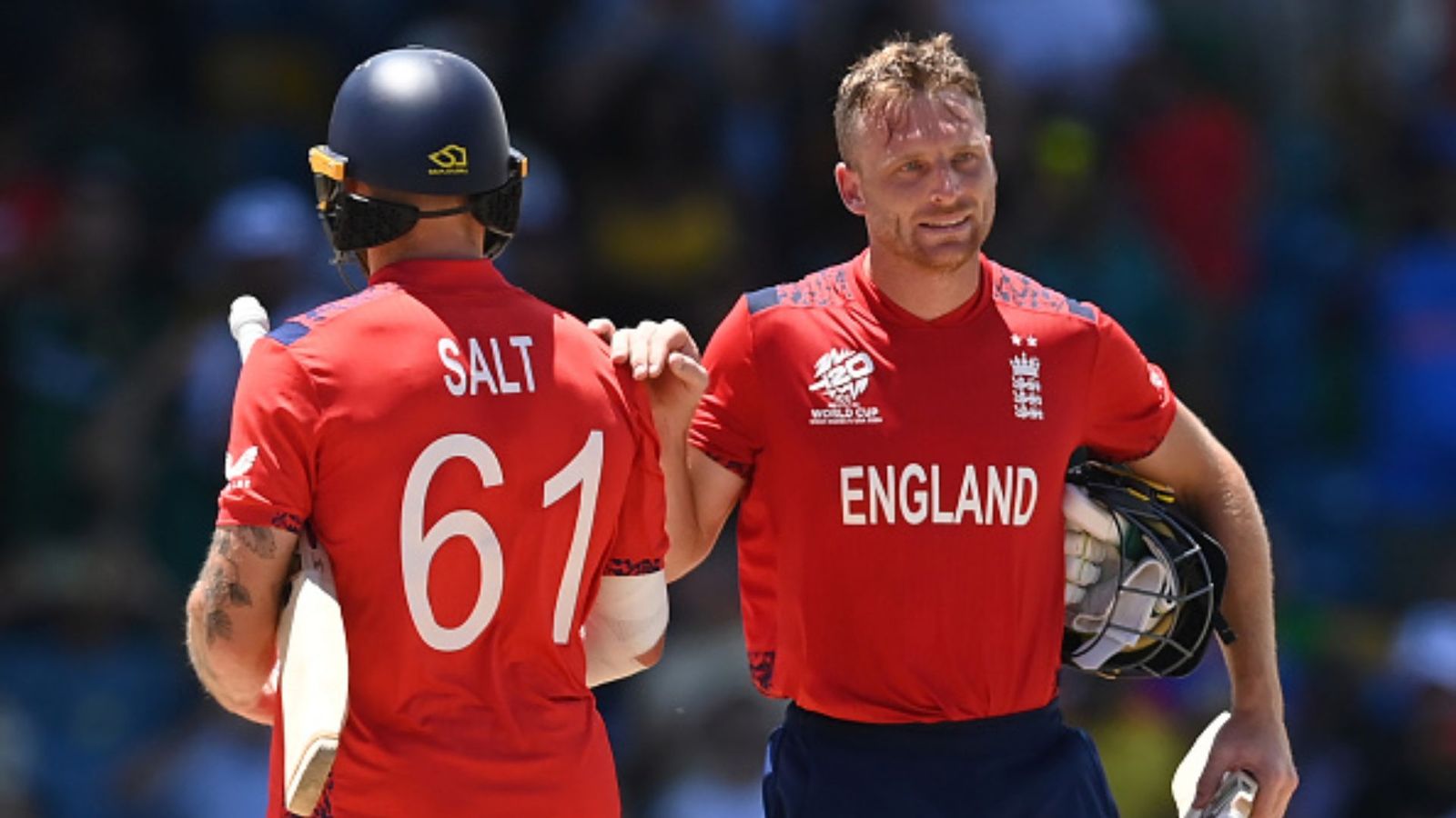 Chris Jordan's hat-trick, Jos Buttler's 83 help England to seal the semifinal berth in T20 World Cup 2024 Jos Buttler and Phil Salt (credits getty)