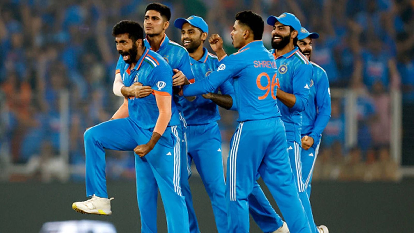Ignored from T20 World Cup squad, this player to become new T20I captain for five-T20I series against Zimbabwe: Report Jasprit Bumrah celebrates a wicket with teammates in ODI World Cup 2023 final (Getty Images)