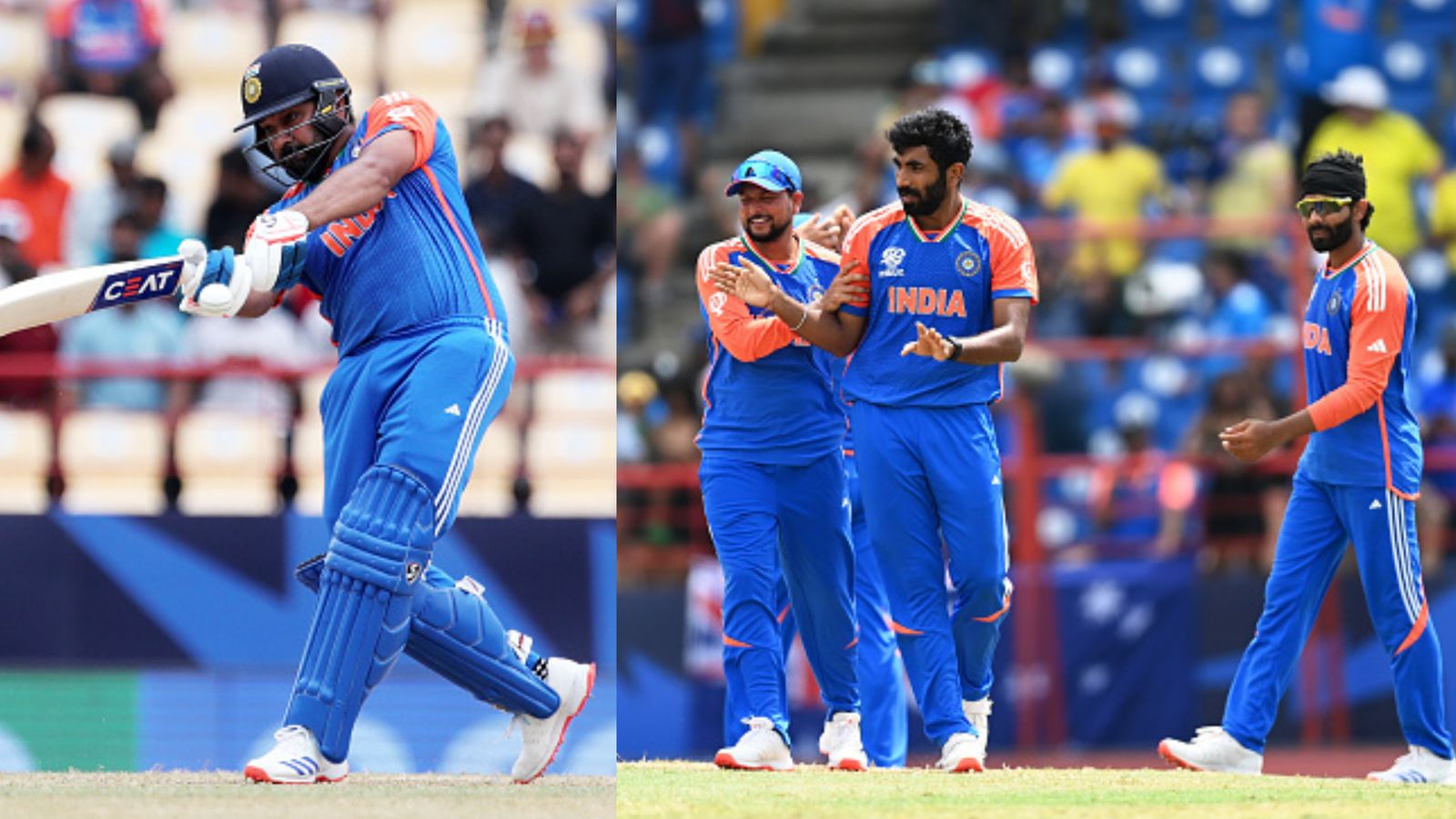 T20 World Cup: India survive Travis Head scare after Rohit's carnage-filled 92 to outclass Australia by 24 runs, cruise into semifinal in style Indian players in this frame. (Getty)