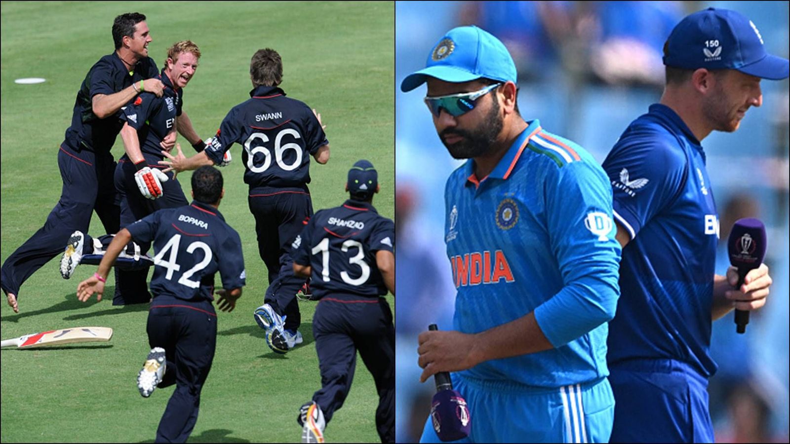 England's T20 World Cup-winning captain doesn't see India losing to Jos Buttler's side again, says 'No team seems to have an answer for him' Paul Collingwood celebrates England's T20 World Cup 2010 final win; Rohit Sharma and Jos Buttler at coin toss (Getty Images)