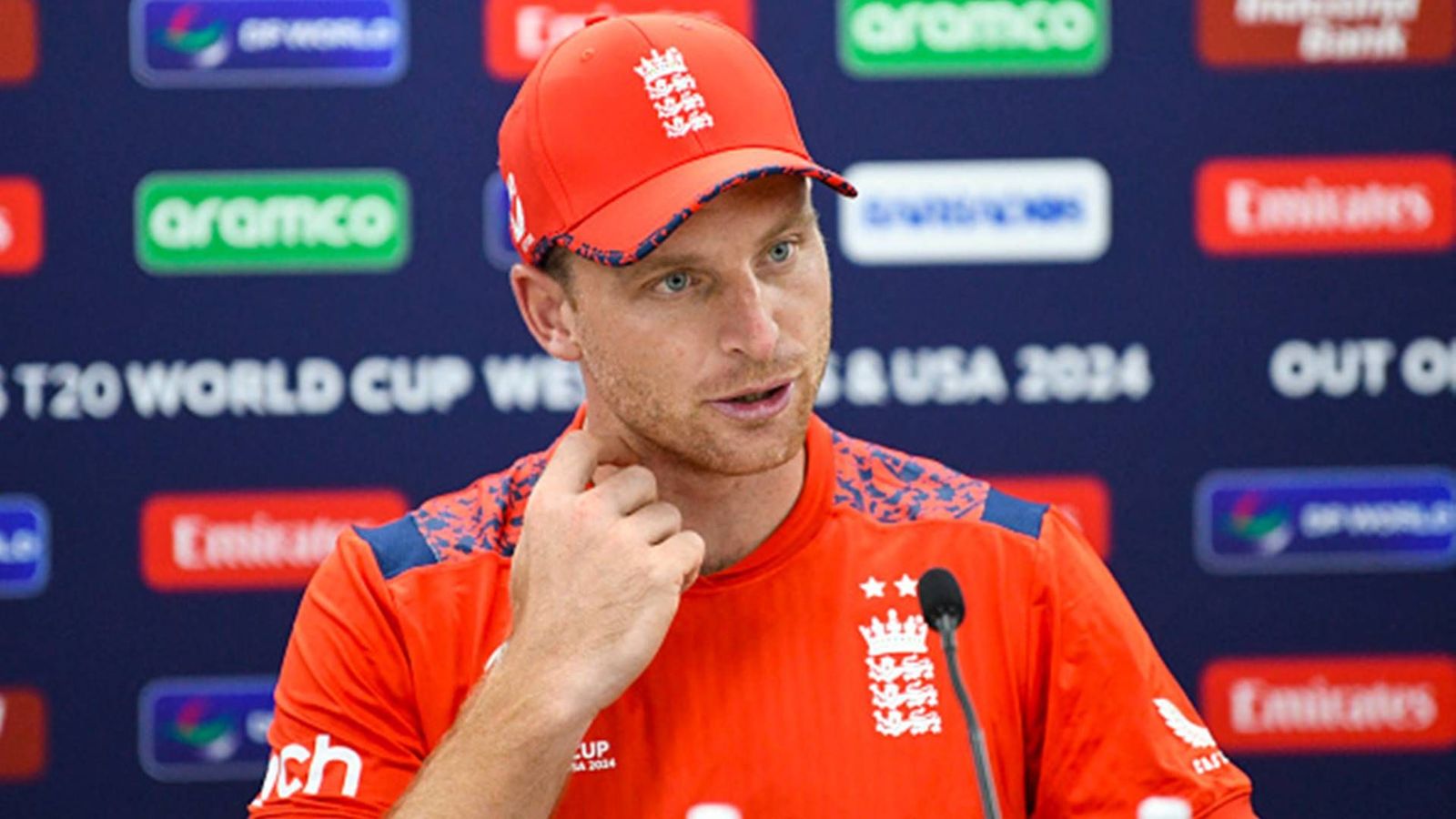 'We know they'll be aggressive and we'll do the same': Jos Buttler warns Rohit Sharma's 'aggressive' Indian side ahead of T20 World Cup 2024 semifinal England captain Jos Buttler in a press conference (Getty Images)