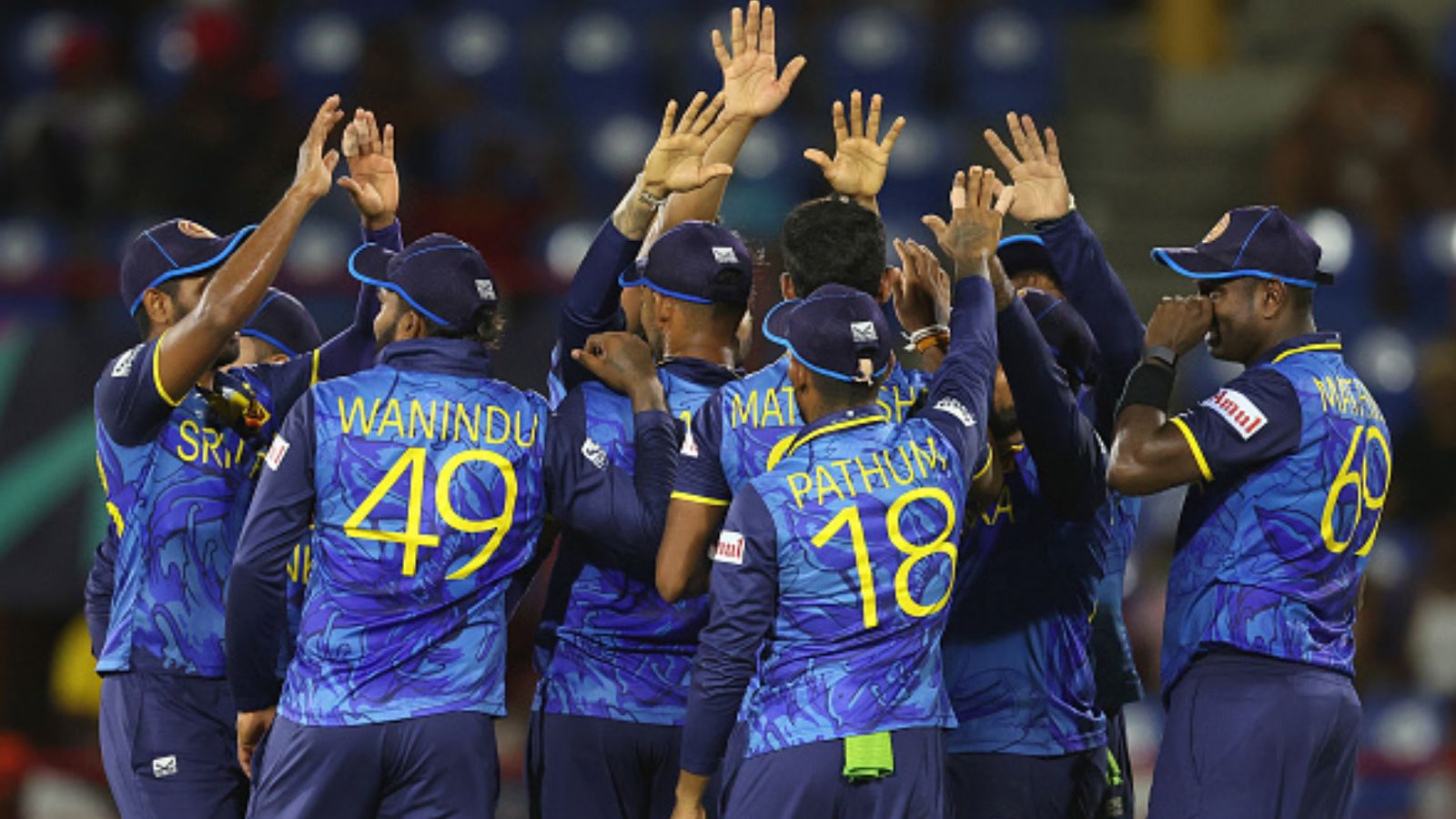 Legendary cricketer resigns from coaching role after his team's early elimination from T20 World Cup 2024 Sri Lanka team celebrate with each other in this frame. (Getty)