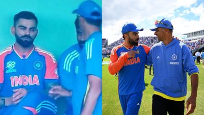 'Think he deserves it': Indian head coach Rahul Dravid's big remark on Virat Kohli's dismal outing in the IND vs ENG semi-final Rahul Dravid and Virat Kohli in frame (Twitter and Getty)