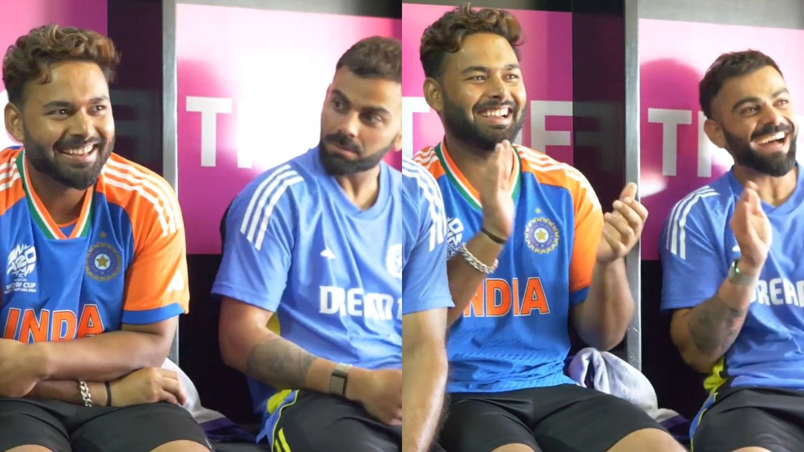 2007 T20 World Cup winning Indian wicket-keeper returns to dressing room to give special award to Rishabh Pant after IND vs ENG semi-final Rishabh Pant and Virat Kohli in frame (Twitter screen grab)