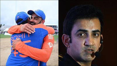 Gautam Gambhir reacts to Rohit Sharma, Virat Kohli's T20I retirement amidst head coach speculations, says 'they are going to play two more...' Virat Kohli and Rohit Sharma after India's T20 World Cup 2024 win; Gautam Gambhir during an event (Getty Images)