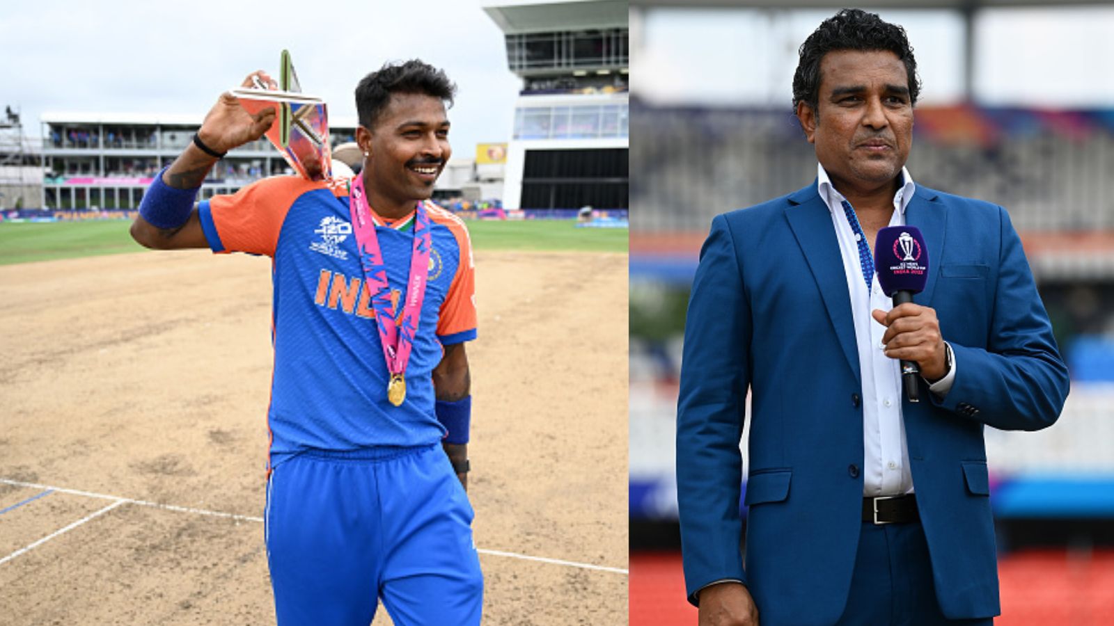 'I told crowd to behave because...': Sanjay Manjrekar's strong words for Hardik Pandya critics after India's T20 World Cup glory India's superstar all-rounder Hardik Pandya (left) and cricket commentator Sanjay Manjrekar in this frame. (Getty)