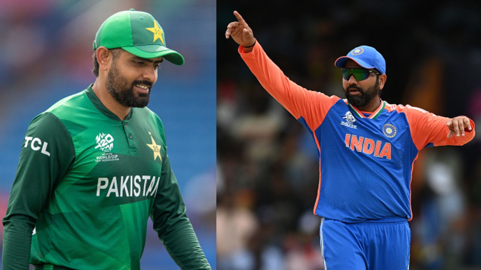 'Look at Rohit Sharma's game and style': Shahid Afridi blasts Babar Azam's captaincy, creates stir with 'Pakistan product is weak' remark Pakistan captain Babar Azam (left) and India skipper Rohit Sharma in this frame. (Getty)