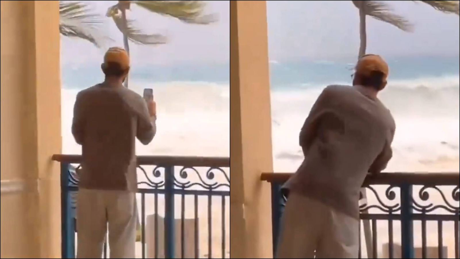 Watch: Virat Kohli video calls Anushka Sharma to show effects of Hurricane Beryl from hotel in Barbados Virat Kohli shows how Hurricane Beryl has affected Barbados on video call (Screengrab: X)