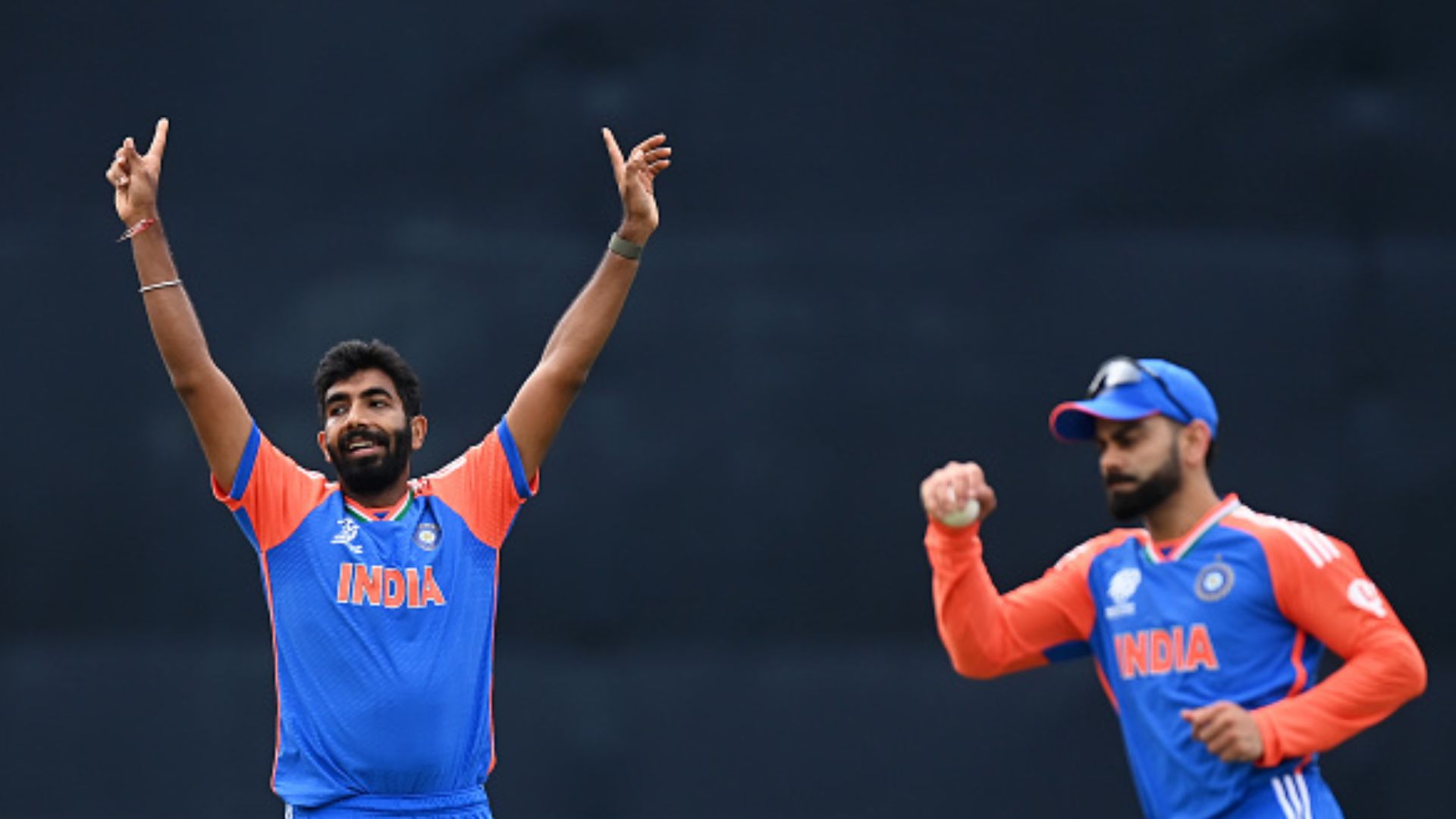 India's Jasprit Bumrah (left) and Virat Kohli in this frame. (Getty)