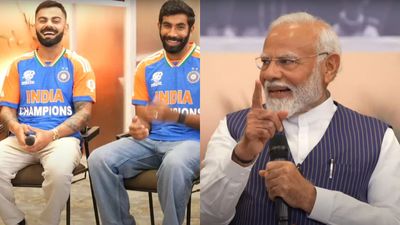 'Ye Chahal ka idea tha kya?': PM Narendra Modi's hilarious question about Rohit Sharma's trophy-collecting walk leaves everyone in splits PM Modi interacts with Indian players (YouTube scree grabs)
