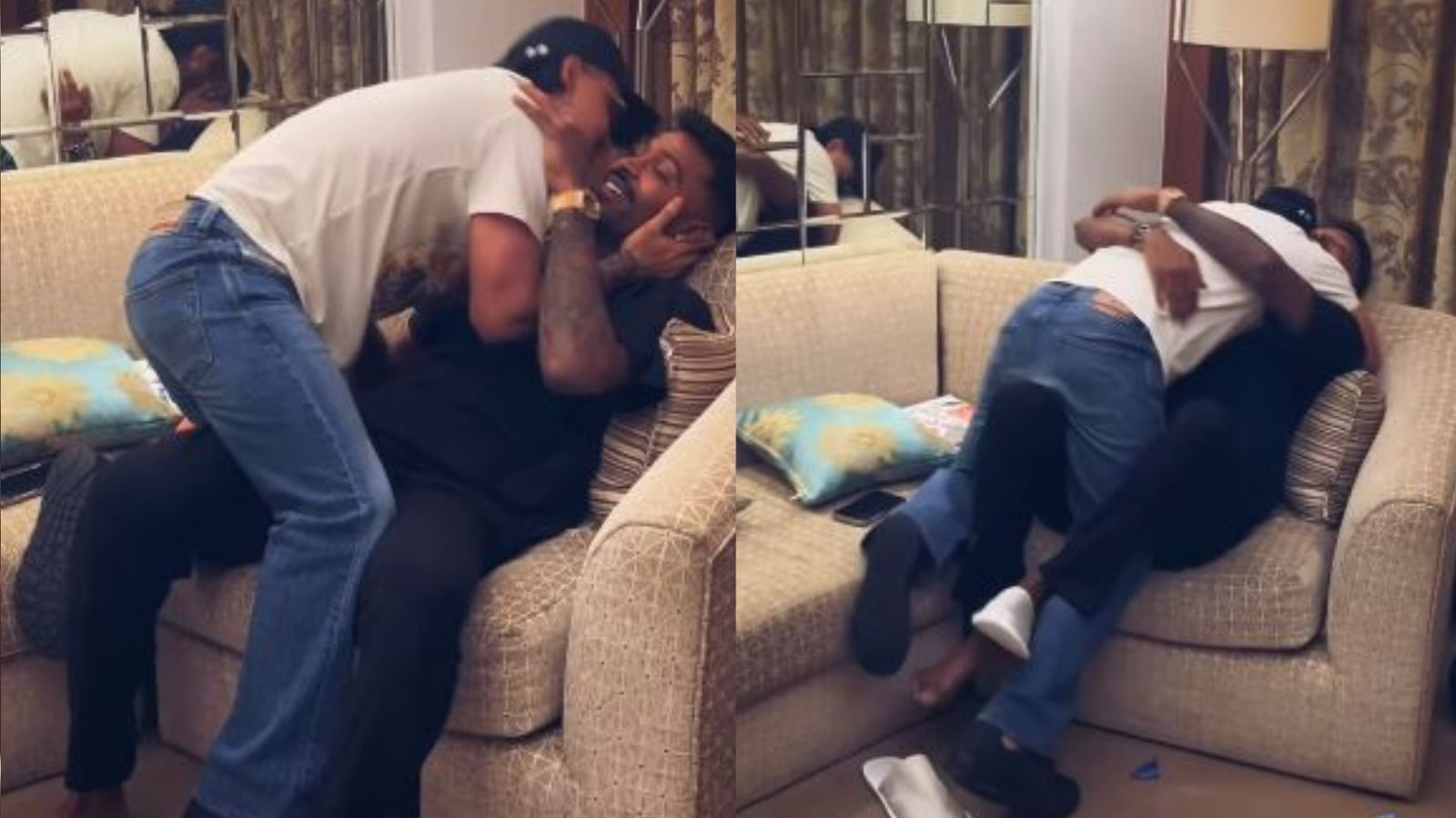 WATCH: Ishan Kishan playfully charges at Hardik Pandya for a kiss T20 World Cup champion's Mumbai return, says 'So much more I want to say...' Ishan Kishan and Hardik Pandya in this frame. (Screengrab-X)