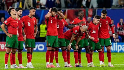 Cristiano Ronaldo's last Euro ends in disappointment as France beat Portugal on penalties to reach semis Portugal players including Cristiano Ronaldo look dejected during the penalty shootout against France in Euro 2024 quarterfinals (Getty Images)