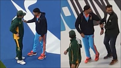 Watch: Harbhajan Singh, Kamran Akmal engage in lengthy chat after World Championship of Legends match following Pakistan cricketer's racist comments on Sikhs Harbhajan Singh and Kamran Akmal after the World Championship of Legends match (Screengrab: X)