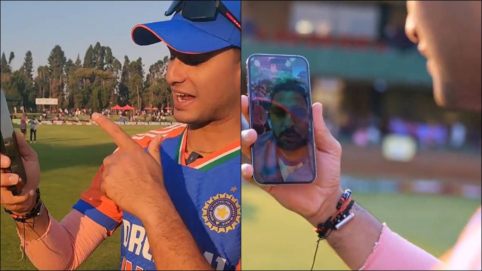 WATCH: Abhishek Sharma video calls Yuvraj Singh and his family after maiden T20I century against Zimbabwe Abhishek Sharma connects with his family and Yuvraj Singh over video call (Screengrab: BCCI, X)