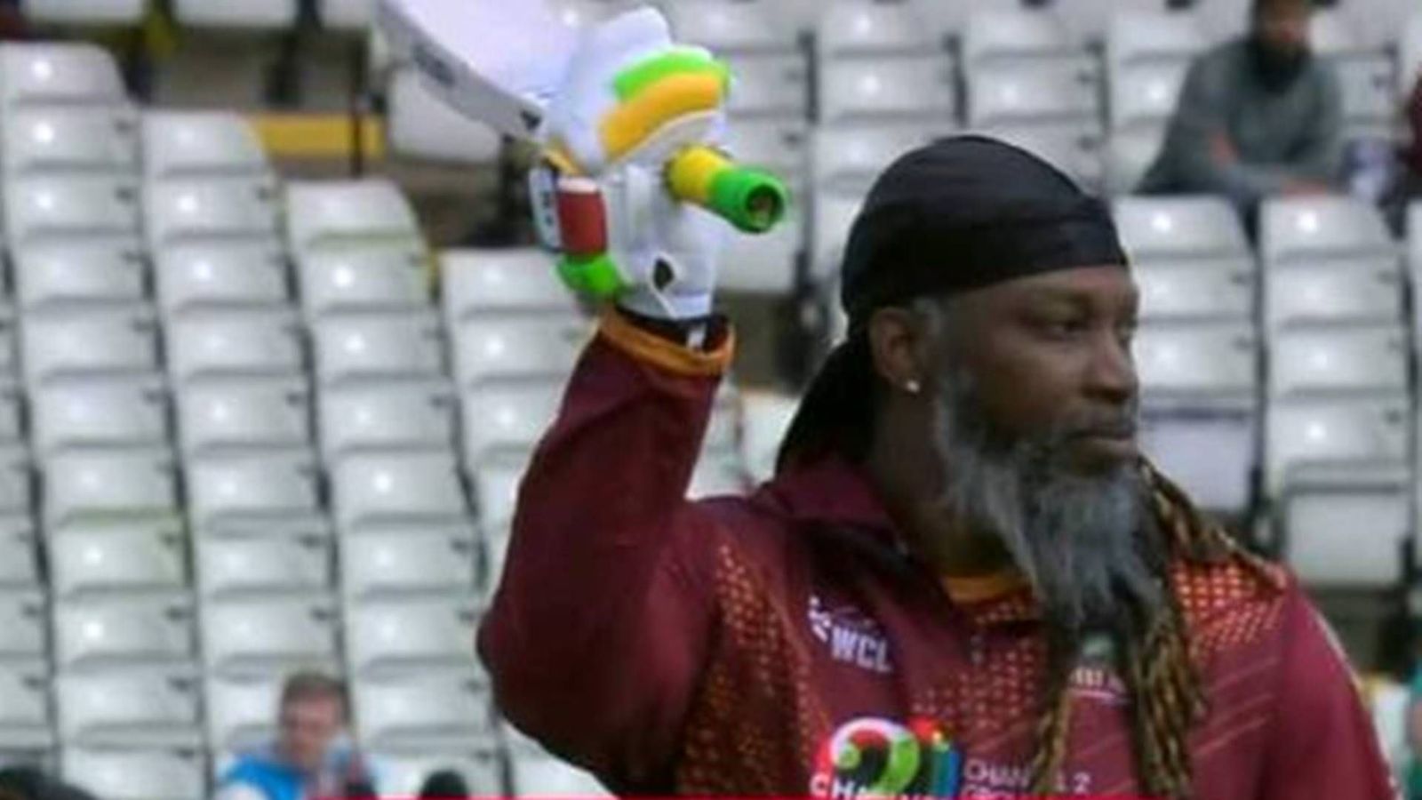 WATCH: 44-year-old Chris Gayle torments South African bowlers, smashes 6 massive sixes in 70-run knock to make run chase look easy Chris Gayle during World Championship of Legends clash against South Africa (Screengrab: X)