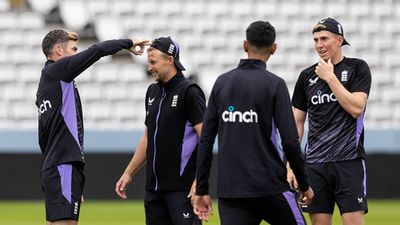 England announce playing XI for James Anderson's farewell Test vs West Indies at Lord's, Bairstow's replacement and KKR pacer to make debut James Anderson, Joe Root, Shoaib Bashir and Zak Crawley during a practice session (Getty Images)