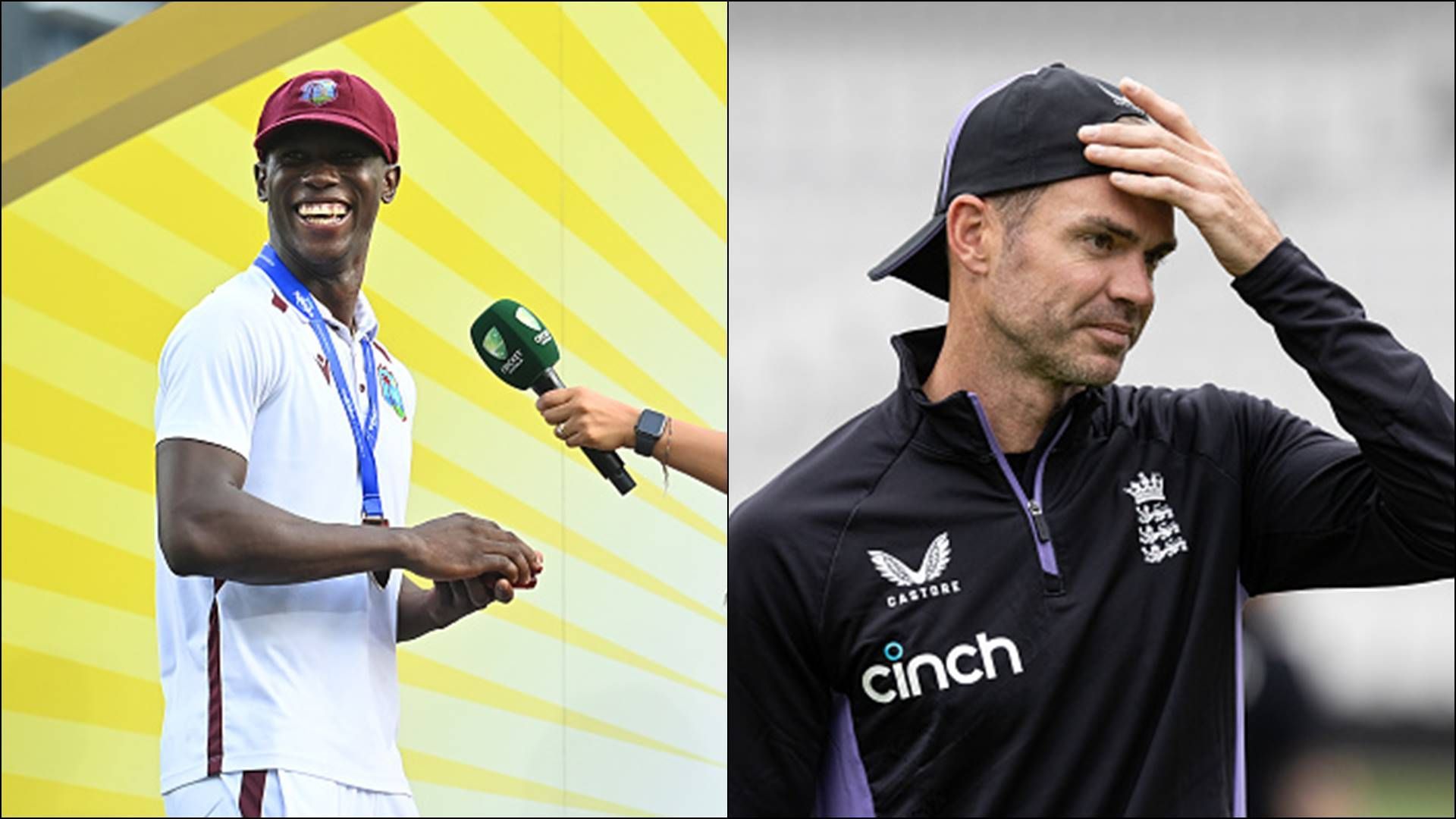 'I would want to ruin that farewell for him': West Indies' Gabba hero's sensational statement ahead of James Anderson's last Test Shamar Joseph and James Anderson in the frame (Getty Images)