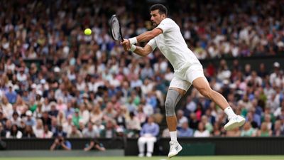 Wimbledon 2024: Novak Djokovic seals semi-final spot through walkover after Alex de Minaur suffers hip injury Novak Djokovic plays a backhand against Holger Rune of Denmark in his Gentlemen's Singles fourth round match during day eight of The Championships Wimbledon 2024 on July 8. (Getty)