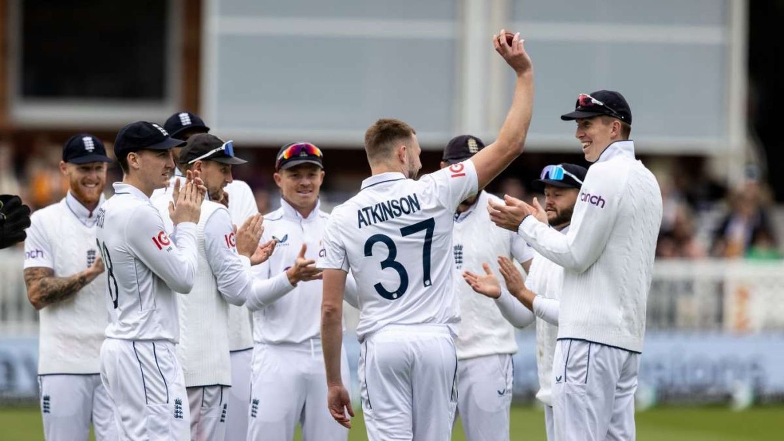 After 90 years, Gus Atkinson scripts historic record on England Test debut during James Anderson's farewell England cricket team cheering Gus Atkinson (Twitter)