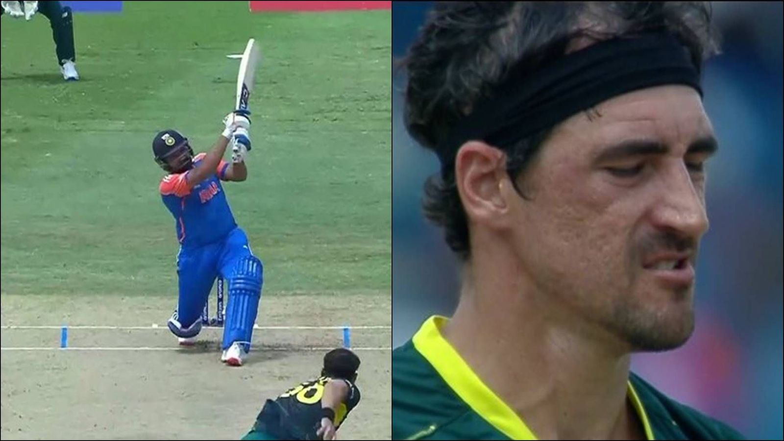 'I bowled five bad balls and he...': Mitchell Starc recalls how Rohit Sharma smashed him for sixes in T20 World Cup 2024 Mitchell Starc reacts after Rohit Sharma hits him for a six (Screengrab: X)