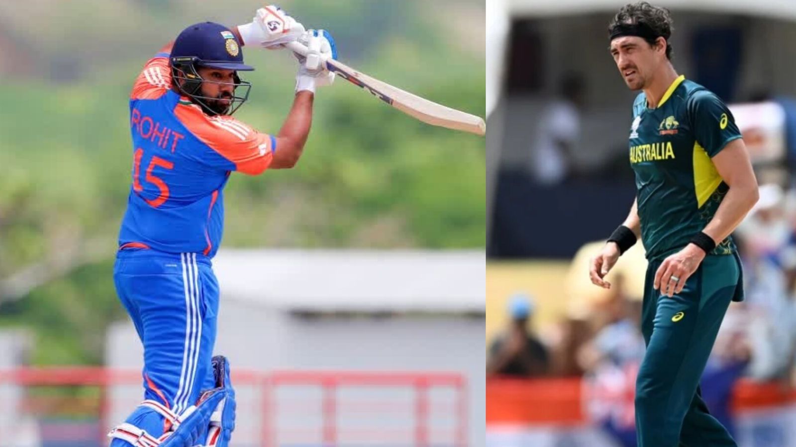 WATCH: Rohit Sharma bombarded with 'Mitchell Starc' chants during event in USA, this is what India captain did next India skipper Rohit Sharma (left) and Australia's star pacer Mitchell Starc in this frame. (X)