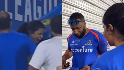 WATCH: Kieron Pollard apologises to MI fan girl after monstrous six bruised her shoulder during MLC 2024 match between MI and LAKR Kieron Pollard apologises to MI fan girl