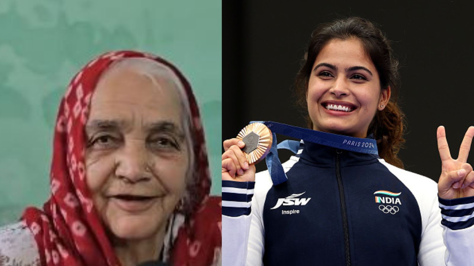 Paris Olympics: Manu Bhaker's overjoyed grandmother vows to welcome her with golden chain after historic medal in shooting, Watch video India's star shooter Manu Bhaker (right) and her grandmother in this frame. (Getty)