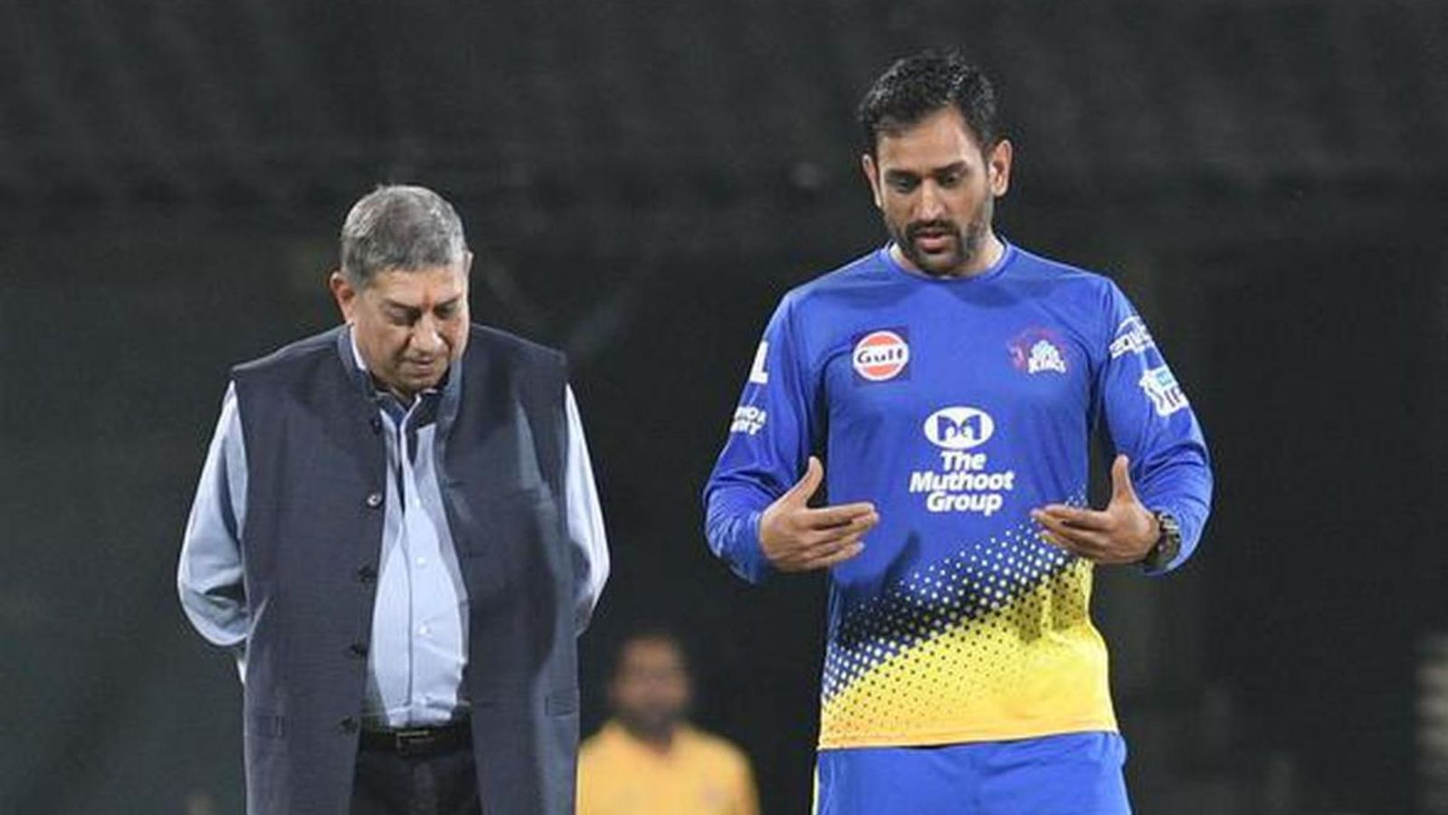 Will N Srinivasan lose CSK ownership after Ultratech buys India cements? N Srinivasan and MS Dhoni in frame (Twitter)