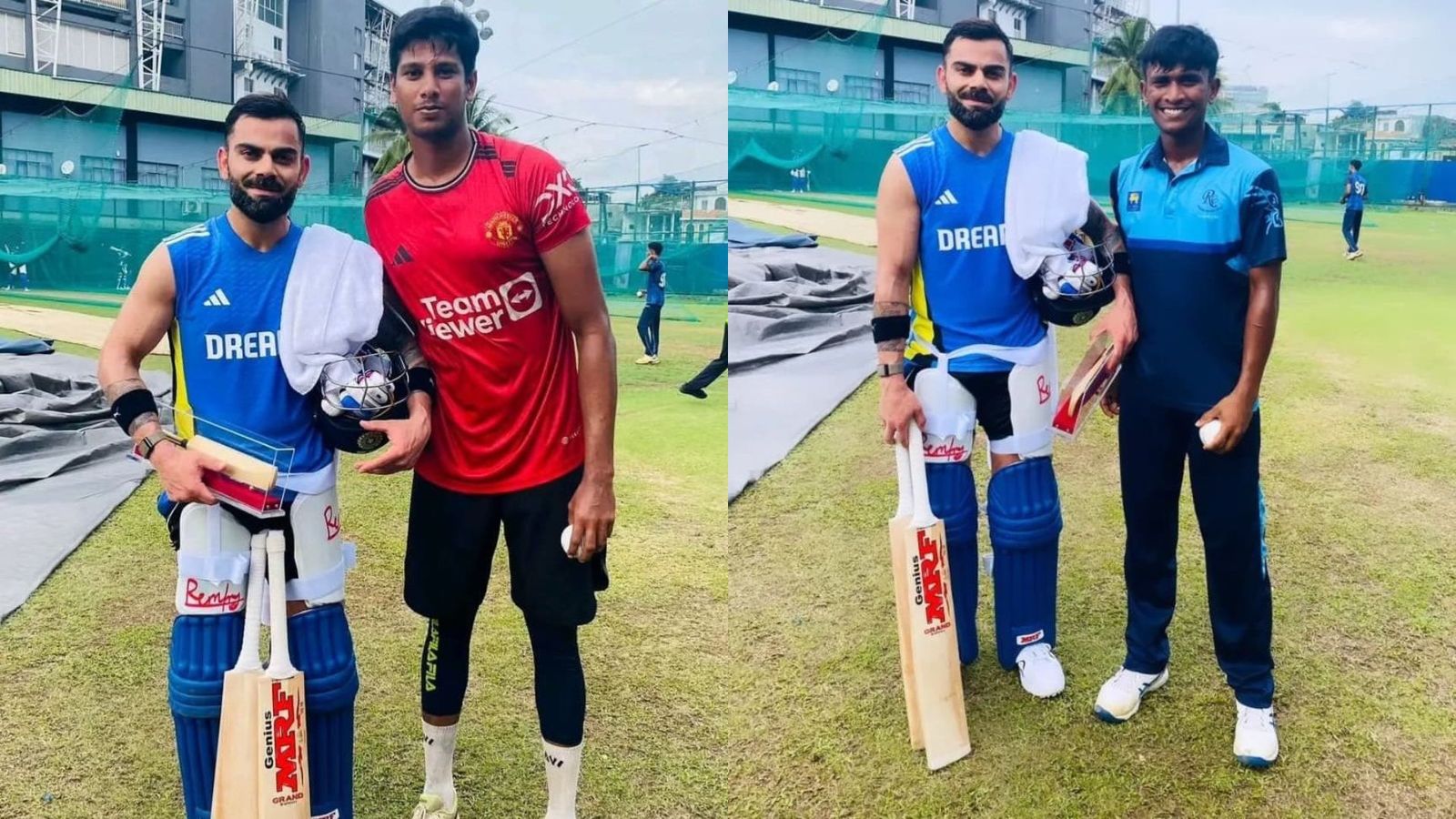 Virat Kohli receives special gift from Sri Lanka's net bowlers ahead of ODI series: Check Photo Virat Kohli with Sri Lanka net bowlers