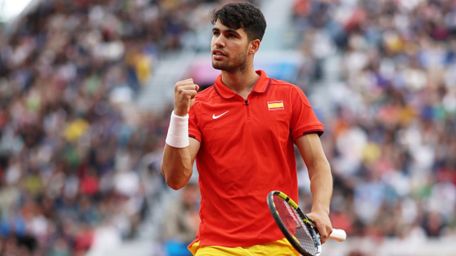 Carlos Alcaraz breaks into Paris Olympics men's tennis final after crushing Felix Auger-Aliassime, to fight for gold medal World no.1 tennis player Carlos Alcaraz in this frame. (Getty)