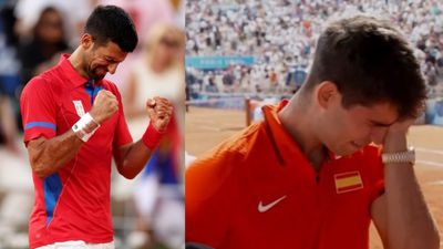 WATCH: Novak Djokovic, Carlos Alcaraz break down into tears after Paris Olympics final, but for different reasons; video takes internet by storm WATCH: Novak Djokovic, Carlos Alcaraz break down into tears after Paris Olympics final, but for different reasons; video takes internet by storm (Screengrab-X)