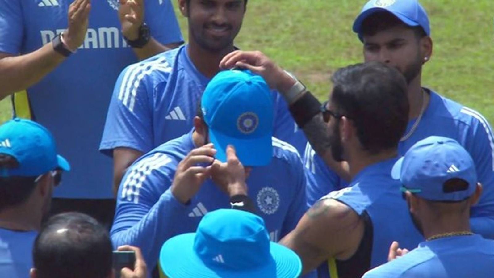 IND vs SL 3rd ODI Playing XI: Riyan Parag makes his debut as Rohit Sharma drops KL Rahul, Arshdeep Singh for final ODI Riyan Parag receives debut cap from Virat Kohli (Screengrab: X)
