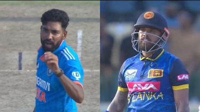 IND vs SL: Mohammed Siraj gets into heated altercation with Kusal Mendis in 3rd ODI - WATCH Mohammed Siraj and Kusal Mendis in frame (Twitter screen grab)