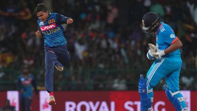 Rohit Sharma reacts to Indian batters' struggle against spin post demoralising ODI series defeat versus Sri Lanka, says 'it is something we...' Sri Lanka's Dunith Wellalage (L) celebrates the wicket of India's Rohit Sharma (R) during third ODI on August 7. (Getty)