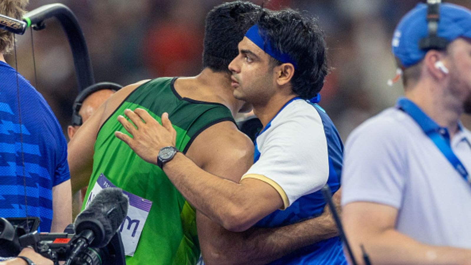 Neeraj Chopra’s mother hails Arshad Nadeem after he beats her son in race for gold, says 'one who got gold is also our son…' Neeraj Chopra and Arshad Nadeem in frame (Getty)