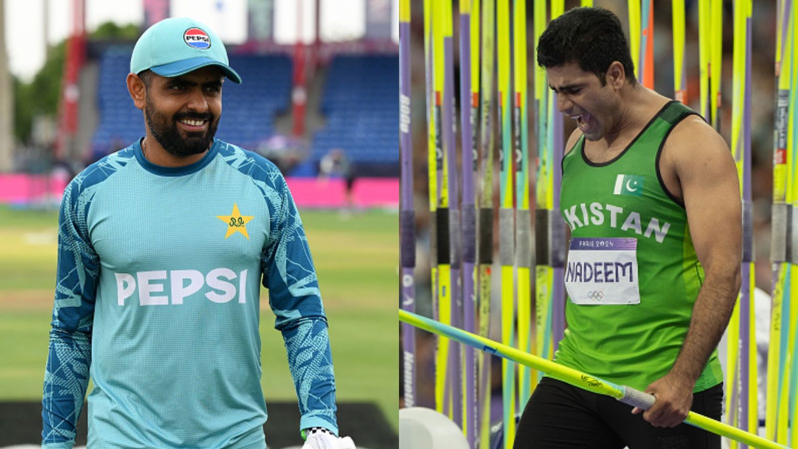 Babar Azam makes silly mistake while congratulating Arshad Nadeem; tags wrong account of Pakistan gold medalist Babar Azam and Arshad Nadeem in frame (Getty)
