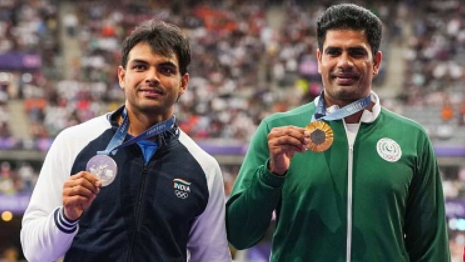 India vs Pakistan rivalry in javelin can overshadow cricket: Neeraj Chopra's massive remark after clinching silver in Paris Olympics India's Neeraj Chopra (left) and Pakistan's Arshad Nadeem in this frame. (Getty)